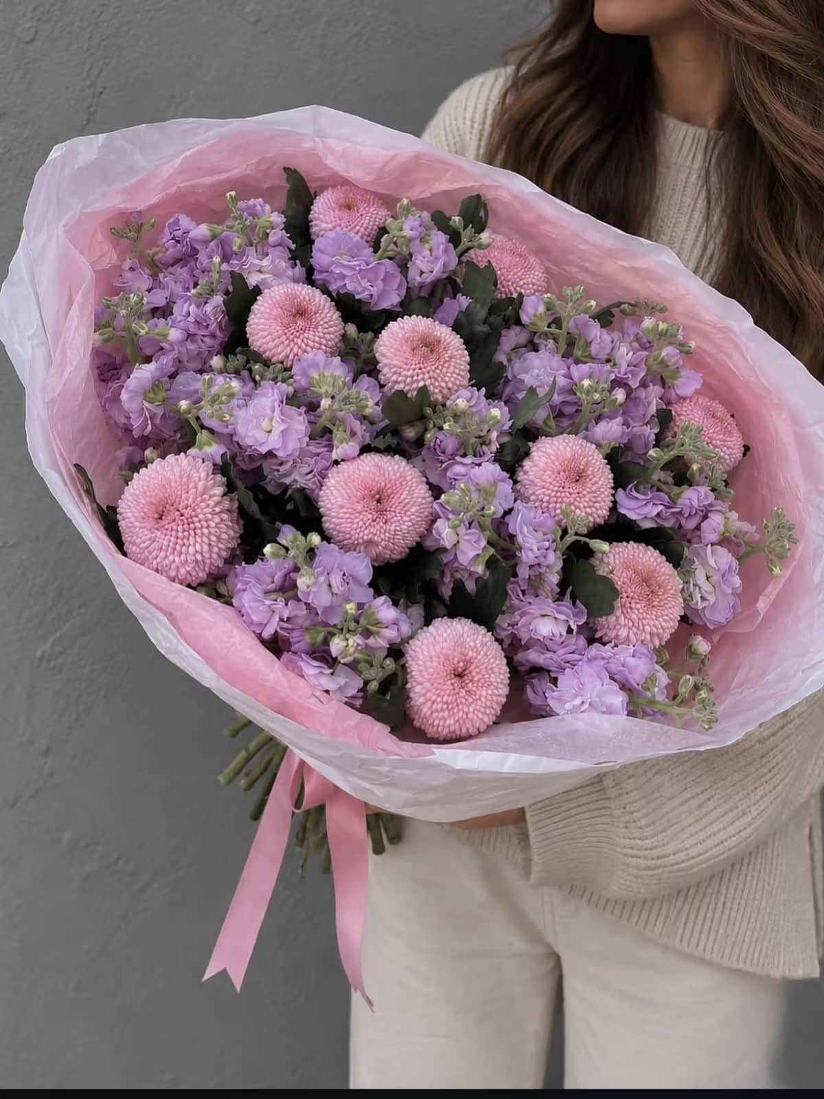 Авторский букет Sweet Bloom — Хризантема Момоко, Маттиола