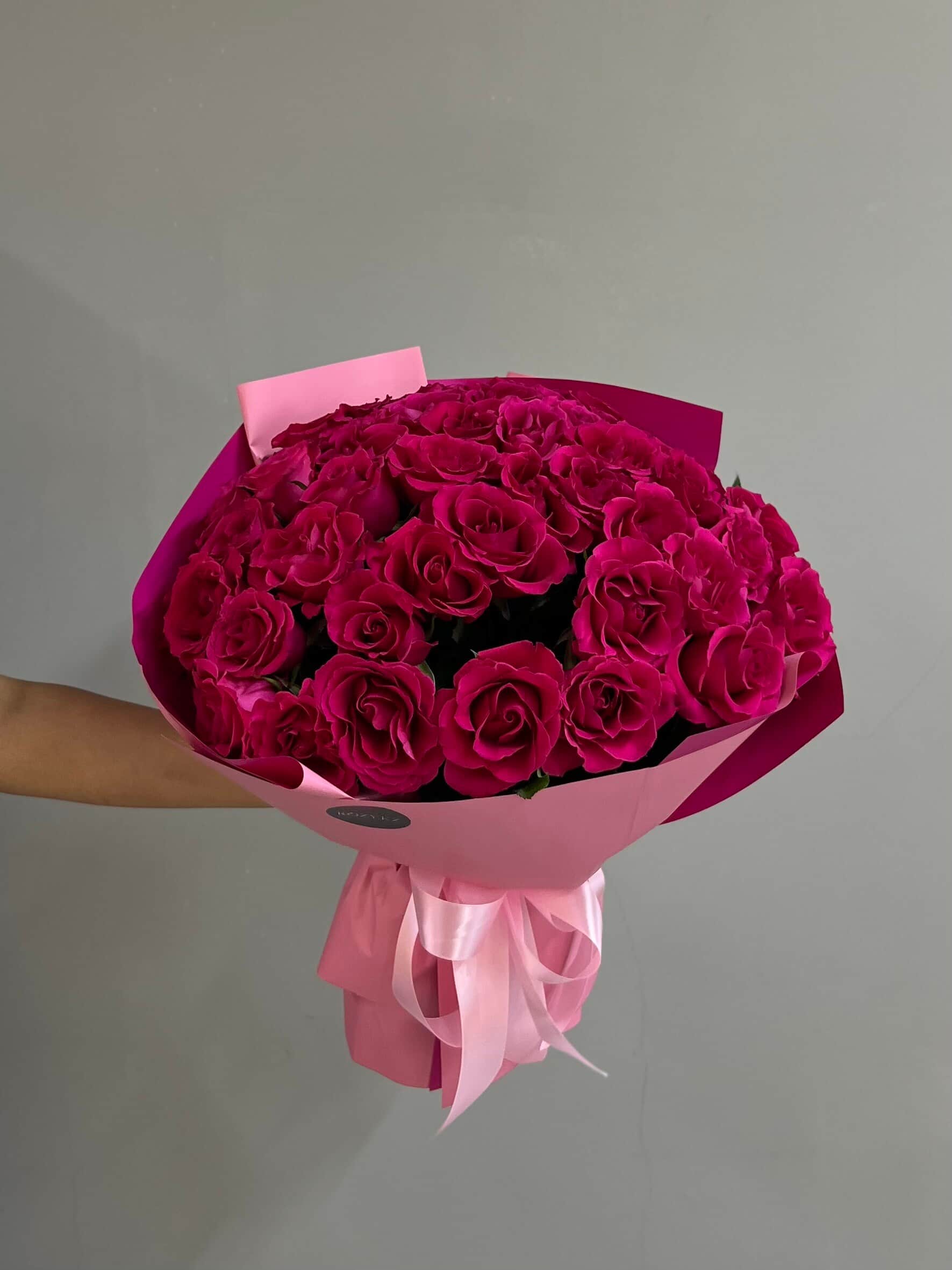 51 bright pink roses