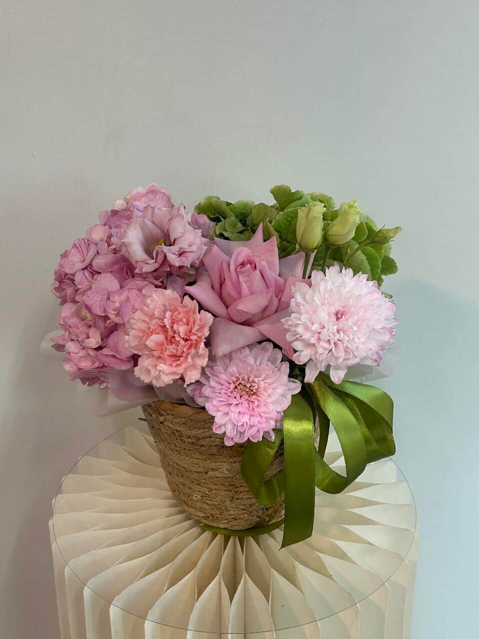 Basket with hydrangea