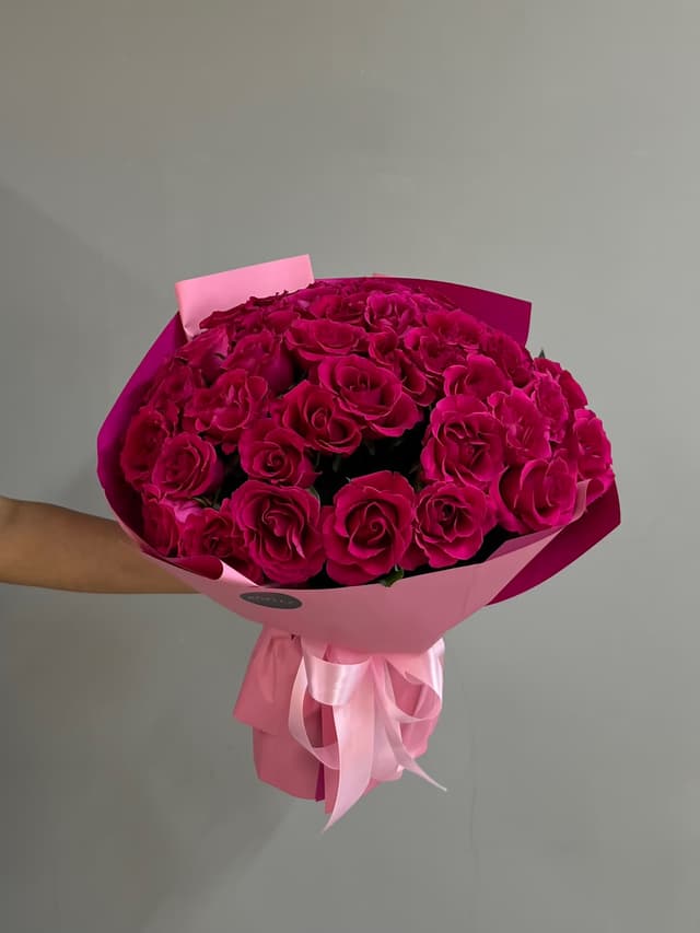 51 bright pink roses