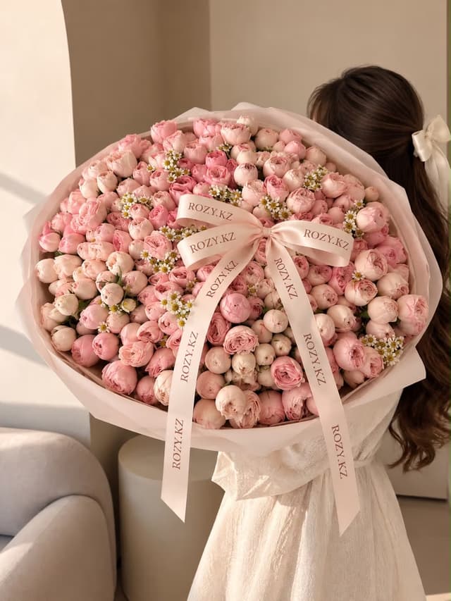 Букет «Pink Allure» — Роза кустовая премиум, Матрикария