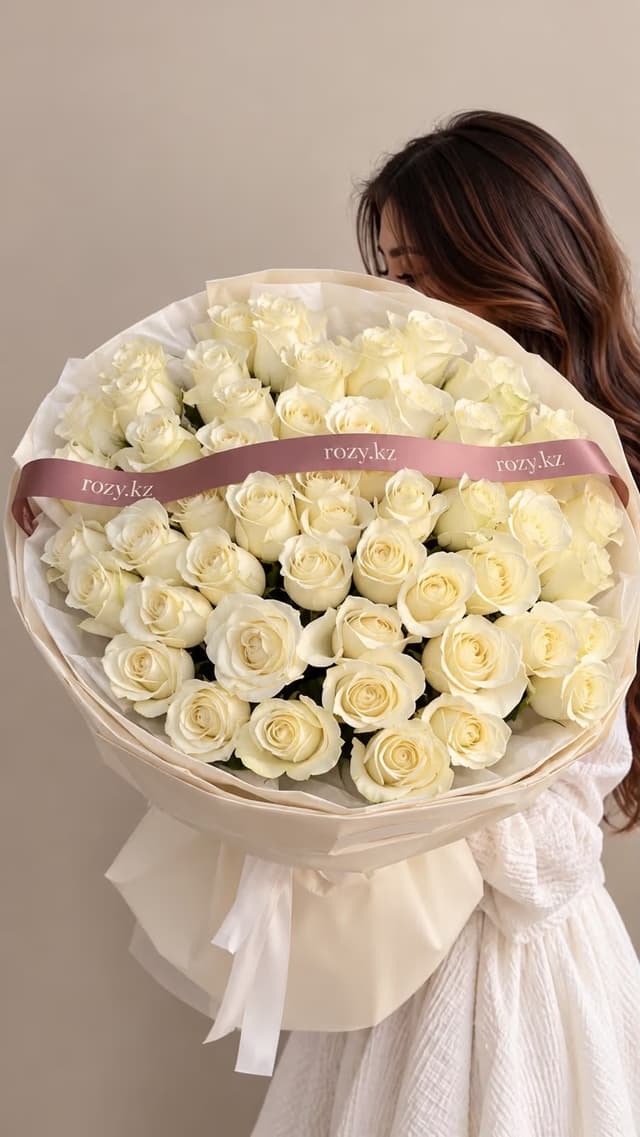 Bouquet of 51 shikarnoy white roses